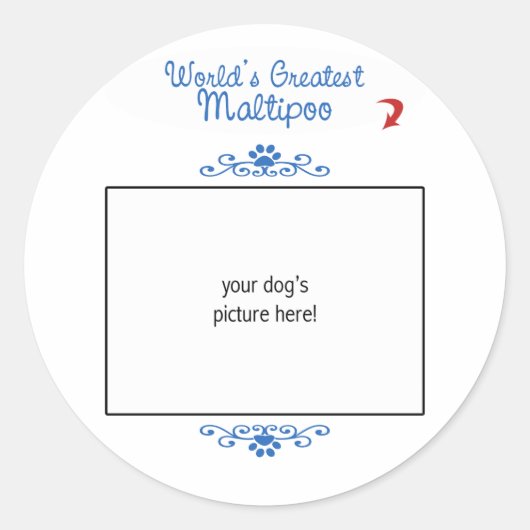Sticker Rond Photo personnalisée ! Meilleur Maltipoo au monde (Devant)