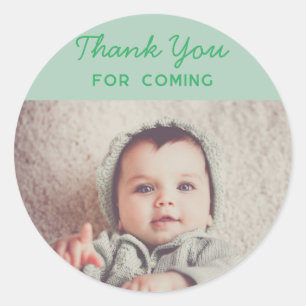 Sticker Rond photo personnalisée merci d'être venu anniversaire