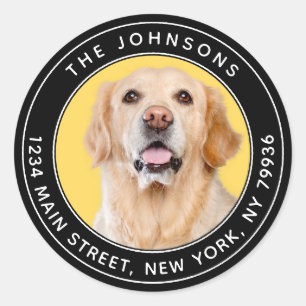 Sticker Rond Photo personnalisée Modern Round Adresse de retour