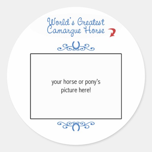 Sticker Rond Photo personnalisée ! Monde le plus grand cheval d (Devant)