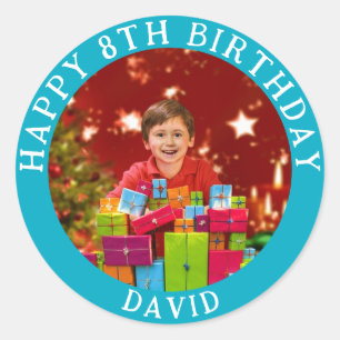 Sticker Rond Photo personnalisée, nom et âge Anniversaire Class