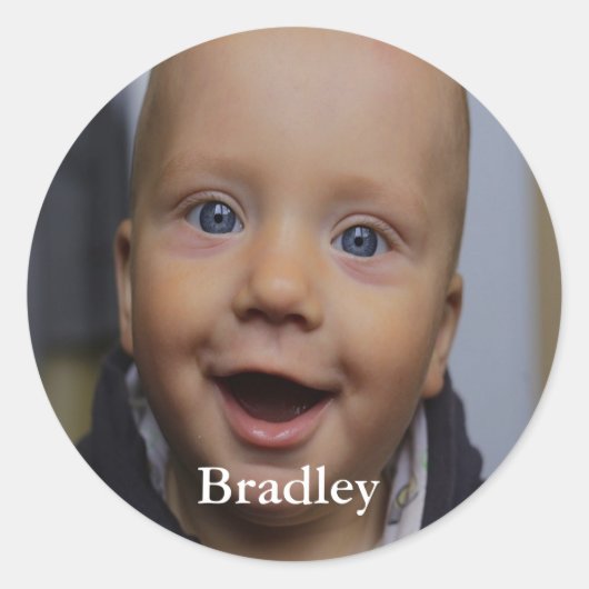 Sticker Rond Photo personnalisée pour bébé (Devant)