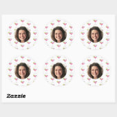 Sticker Rond Photo personnalisée sur visage et cocktail | Rose  (Feuille)