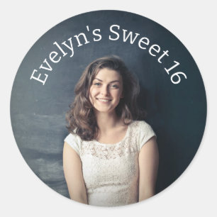 Sticker Rond Photo personnalisée Sweet 16
