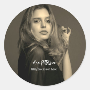 Sticker Rond photo professionnelle QR site email social moderne