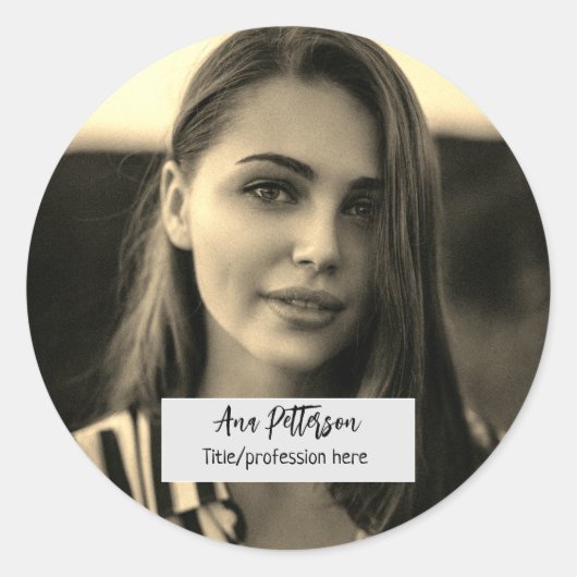 Sticker Rond photo professionnelle QR site email social moderne (Devant)