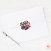 Sticker Rond Photo reflex rose tendance Personnalisée (Enveloppe)
