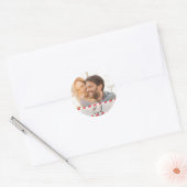 Sticker Rond Photo Rouge Blanc Fête Mariage Faveur (Enveloppe)