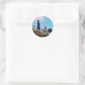 Sticker Rond Photo Skyline de Chicago City (Sac)