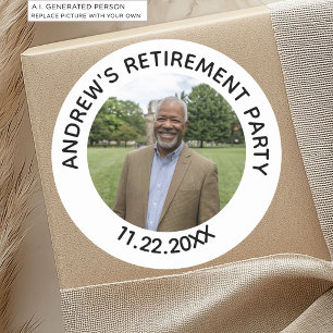 Sticker Rond Photo spécial Fête de retraite élégante