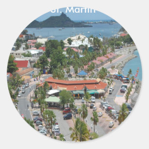Sticker Rond Photo St. Martin et Marigot Bay