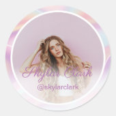 Sticker Rond Photo sur les médias sociaux Pink Pastel Hologramm (Devant)