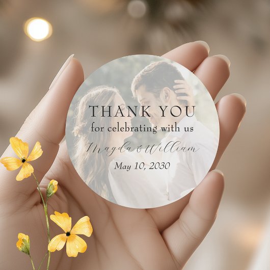 Sticker Rond Photo Wedding Thank You