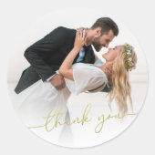 Sticker Rond Photo Wedding Thank You Gold Script Circle (Devant)