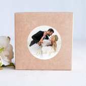 Sticker Rond Photo Wedding Thank You Gold Script Circle