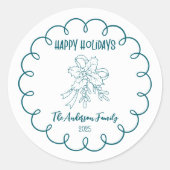 Sticker Rond Photo Whimsical Quirky Doodle Holiday (Devant)