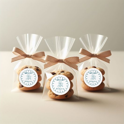 Sticker Rond Photo Whimsical Quirky Doodle Holiday