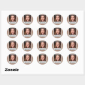 Sticker Rond photoframe sur polkadot blanc et marron (Feuille)