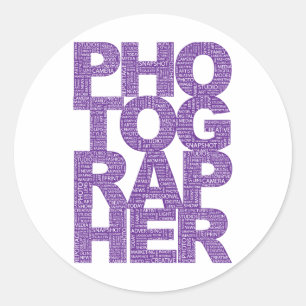 Sticker Rond Photographe - Texte Violet