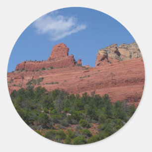Sticker Rond Photographie de Steamboat Rock à Sedona Arizona