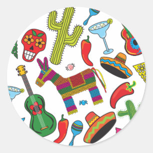 Sticker Rond Photos de la fête de la Fiesta mexicaine