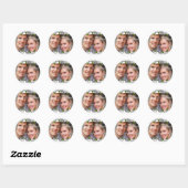 Sticker Rond Photos de mariage blanc vert (Feuille)