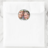 Sticker Rond Photos de mariage blanc vert (Sac)