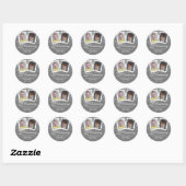 Sticker Rond Photos du 25e anniversaire du Mariage d'argent (Feuille)