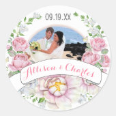 Sticker Rond Photos Mariages de couronnes roses (Devant)