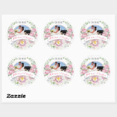 Sticker Rond Photos Mariages de couronnes roses (Feuille)