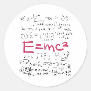 Sticker Rond Physics and Math Formulas EMC2