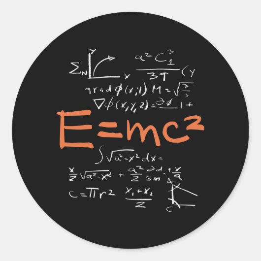 Sticker Rond Physique Math Formule Enseignant Formation EMC2 (Devant)