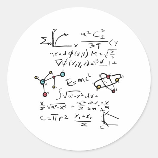 Sticker Rond Physique Math Formule Enseignant Molécules étudian (Devant)