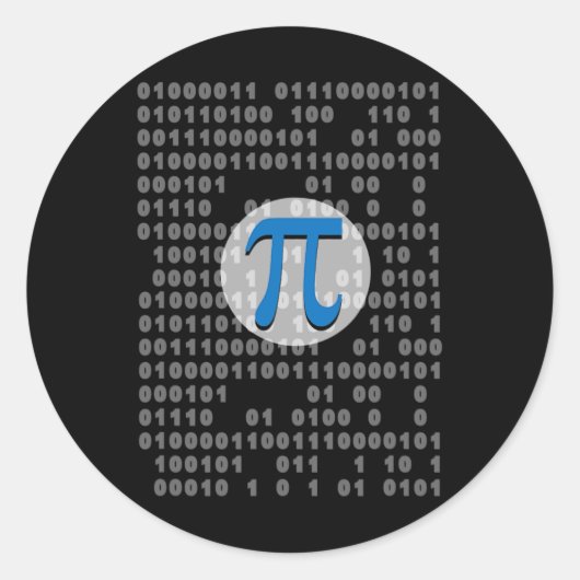 Sticker Rond Pi Day Ascii Binary Code 3.14 Pi Symbole math Nerd (Devant)