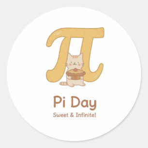 Sticker Rond Pi Day drôle Animal avec tarte – Cadeau pour amate