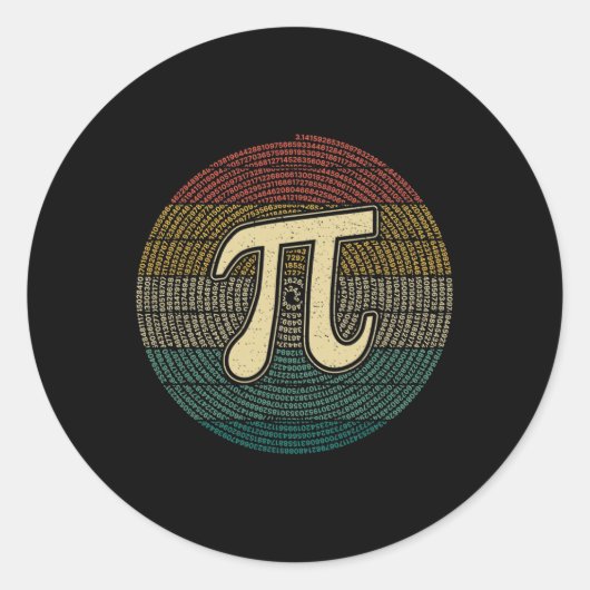 Sticker Rond Pi Day Funny Math 3.14 Numéro Pi Lover Tee (Devant)