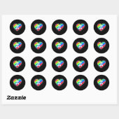 Sticker Rond Pi Day Rainbow Hearts Math Enseignant Cadeau (Feuille)
