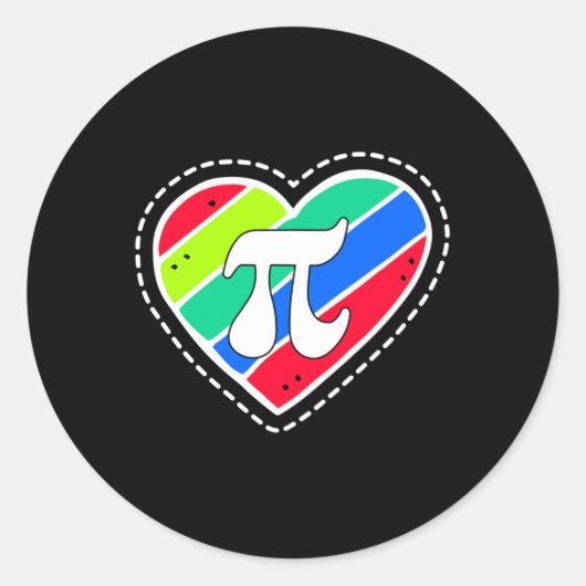 Sticker Rond Pi Day Rainbow Hearts Math Enseignant Cadeau (Devant)