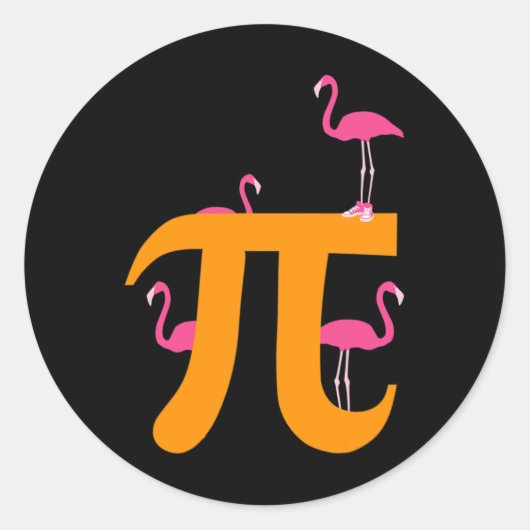 Sticker Rond Pi Math Funny Pi Day 3.14 Math Funny Flamant rose (Devant)