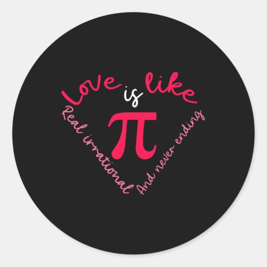 Sticker Rond Pi Math Science Pi Day Saint Valentin (Devant)