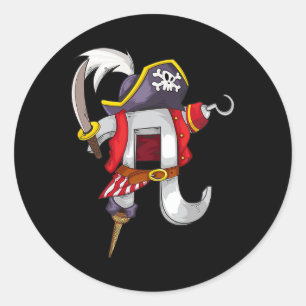 Sticker Rond Pi Pirate Chemise Cool Pi Mathématiques Amateurs D