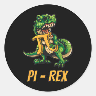 Sticker Rond Pi-rex Tyrannosaurus Dinosaure Dino Pi-tag Mathéma