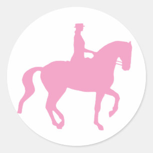 Sticker Rond Piaffe Dressage Horse et Rider (rose)