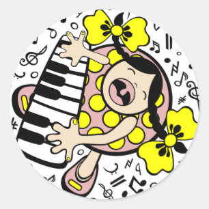 Sticker Rond piano bébé