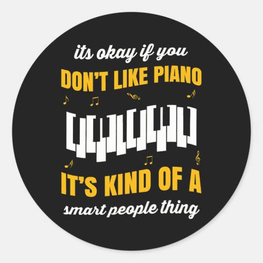 Sticker Rond Piano cadeau pour orchestre musiciens instrument d (Devant)