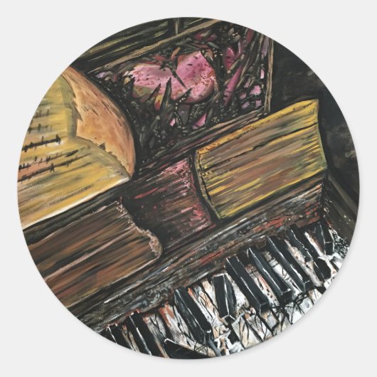 Sticker Rond Piano cassé (Devant)