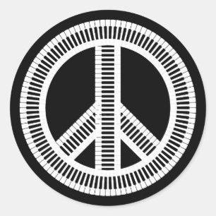 Sticker Rond Piano clavier isolé signe de paix créatif