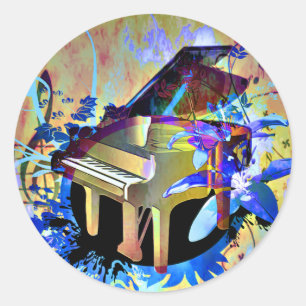 Sticker Rond Piano coloré Numériquement funky