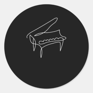 Sticker Rond Piano Grand Piano - Dessin ligne unique