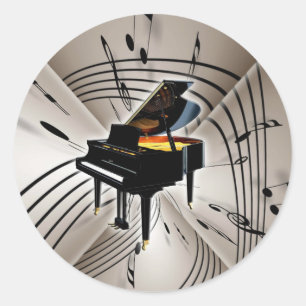 Sticker Rond Piano Notes et personnel